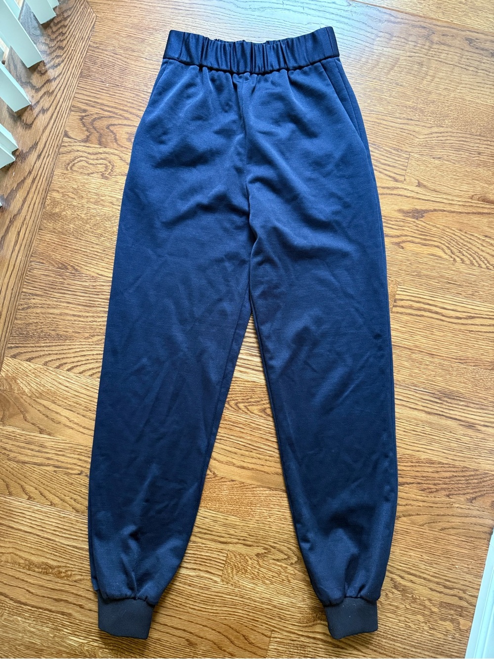 TIBI Sculpted Joggers Pants Pull On Navy Blue Stretch Luxury Loungewear XXS